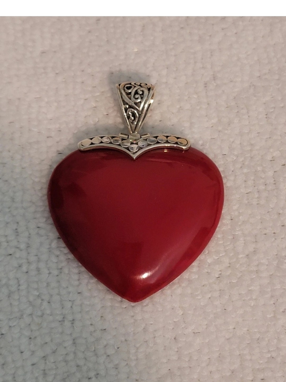 Samuel B. Red Heart Pendant Necklace with Sterling Silver Bail